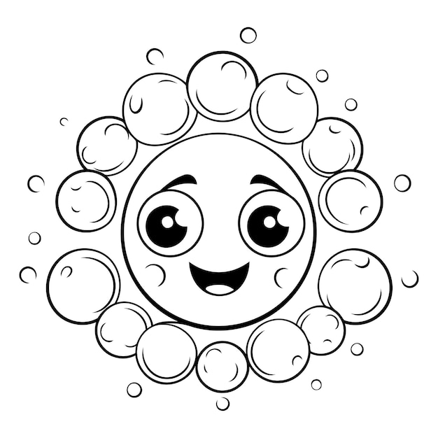 Vecteur page à colorier pour enfants soleil de dessin animé mignon avec des bulles