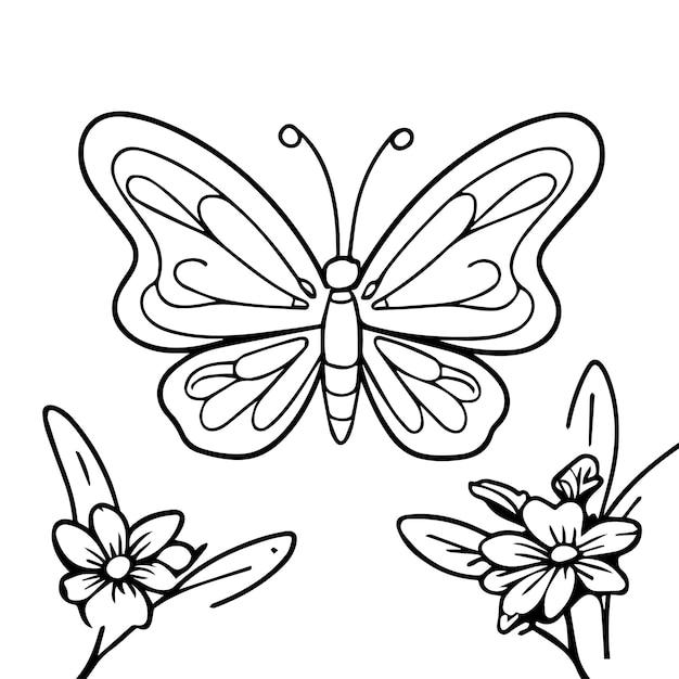 Vecteur page à colorier pour livres pour enfants illustration de papillon