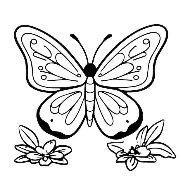 Vecteur page à colorier pour livres pour enfants illustration de papillon