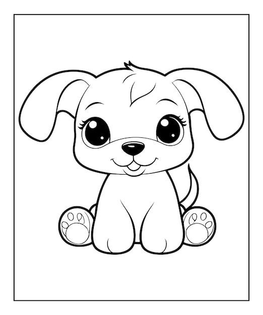 Vecteur page à colorier simple pour enfants mettant en vedette un chien carto ou un papet