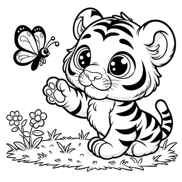 Page à Colorier De Tigre Pour Enfants