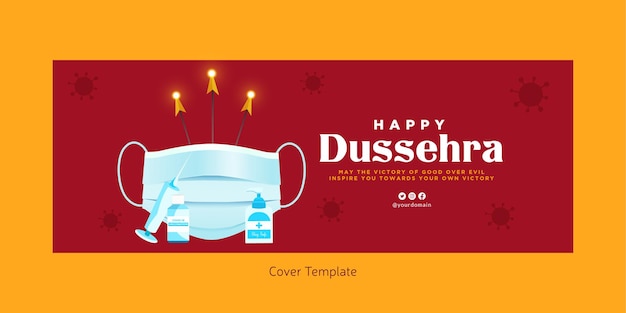 Page De Couverture Du Modèle De Style De Dessin Animé Joyeux Festival Indien Dussehra