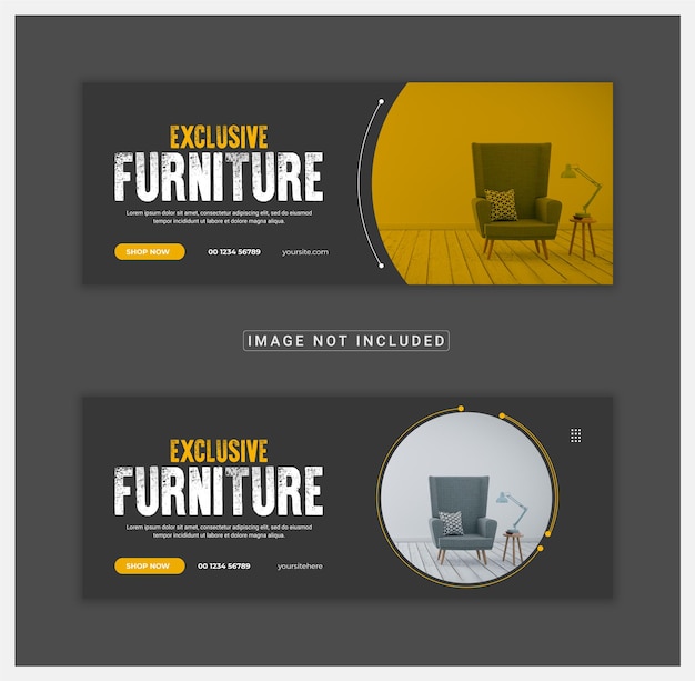 Vecteur page de couverture facebook de meubles et conception de bannières web