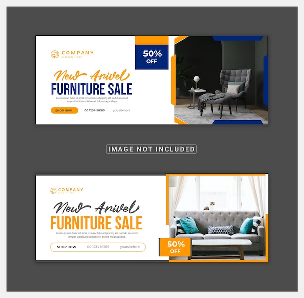Page de couverture facebook de meubles et conception de bannières Web