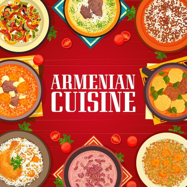 Page de couverture de vecteur de menu de repas de cuisine arménienne