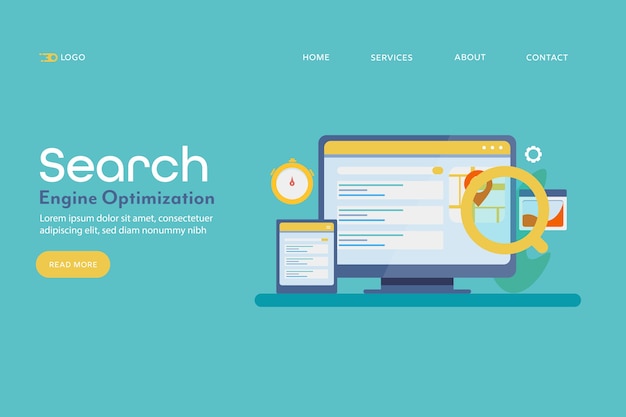 Page de destination conceptuelle d'optimisation SEO