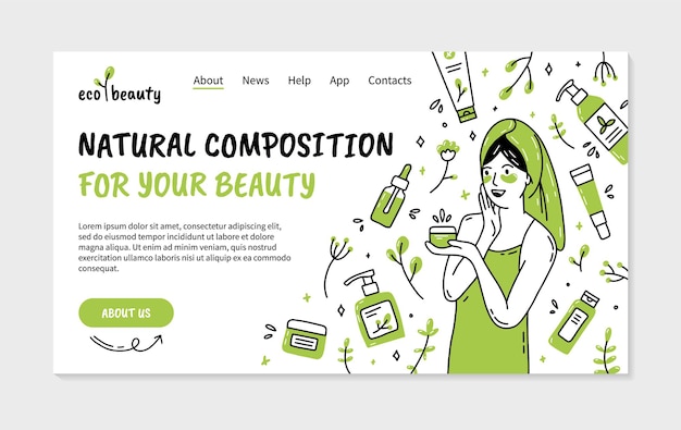 Page De Destination De Cosmétiques Bio Naturels Eco Avec Femme