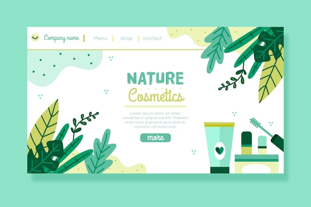 Page de destination des cosmétiques nature