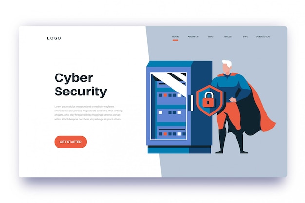 Vecteur page de destination cyber security