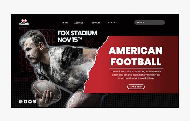 Page de destination dégradée du football américain