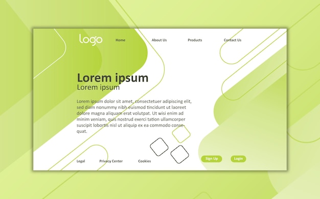 Vecteur page de destination design moderne vert