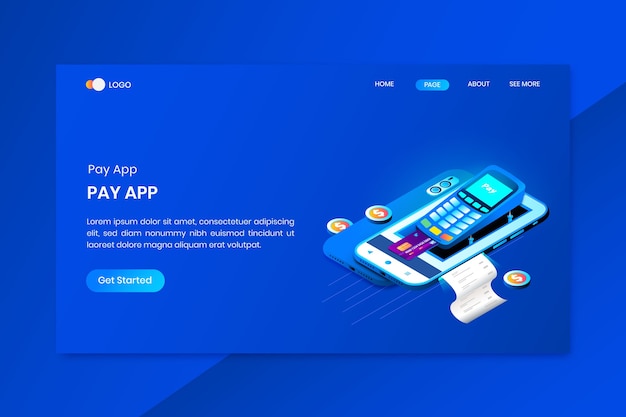 Page De Destination Du Concept Isométrique De L'application De Paiement