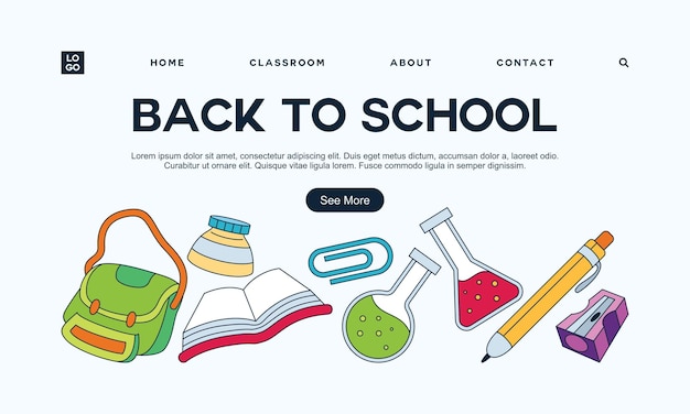 Page de destination du modèle de bannière de retour à l'école