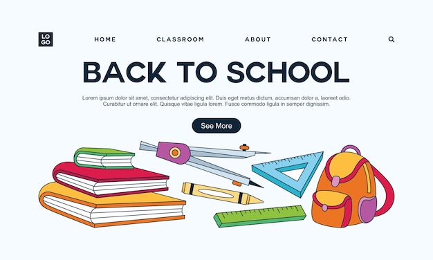Page de destination du modèle de bannière de retour à l'école