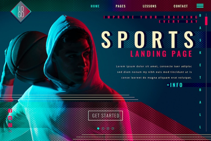 Vecteur page de destination du sport dégradé