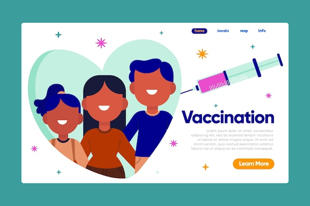 Vecteur page de destination du vaccin contre le coronavirus dessiné à la main