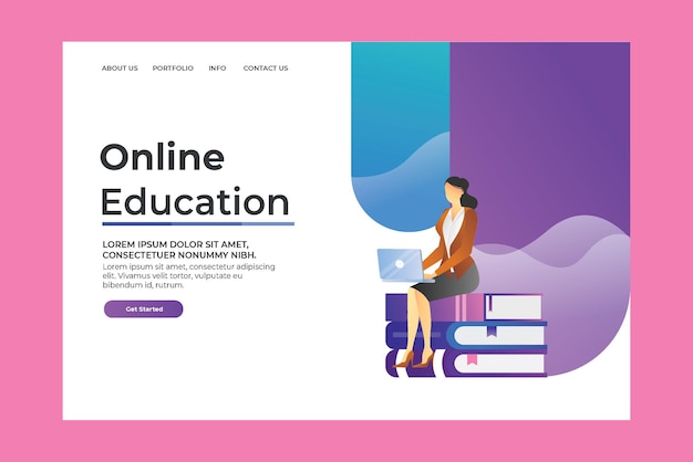 Page de destination de l'éducation en ligne Vecteur Premium