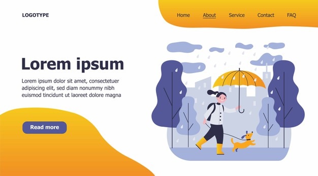 Page de destination avec illustration de dessins animés