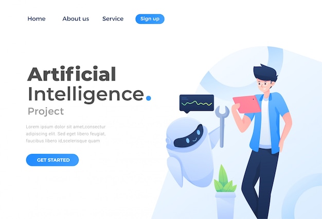 Vecteur page de destination de l'intelligence artificielle