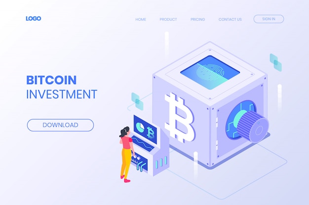 Page De Destination D'investissement Isométrique Bitcoin