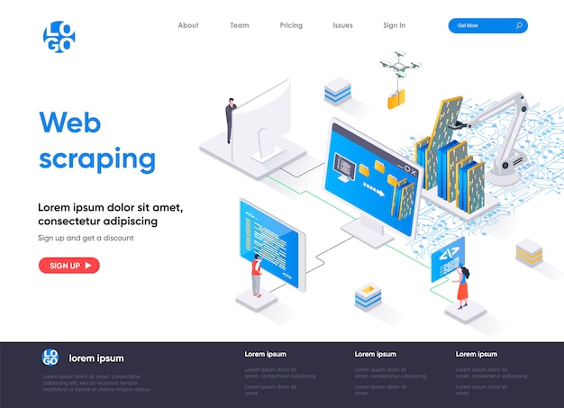 Page De Destination Isométrique De Scraping Web