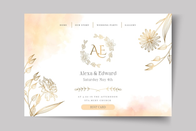 Page de destination de mariage floral