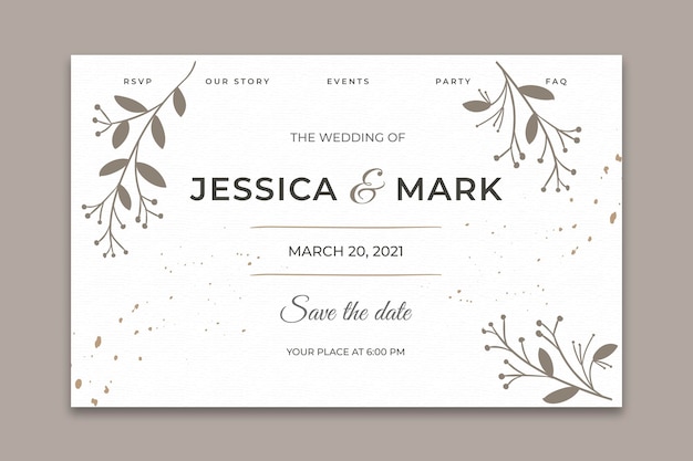 Page de destination de mariage minimale