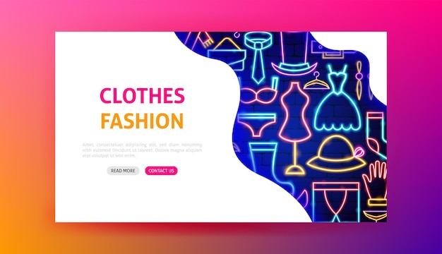 Vecteur page de destination de la mode des vêtements au néon