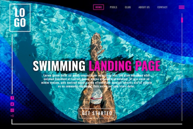 Page de destination de natation