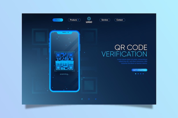 Page de destination de vérification du code QR réaliste