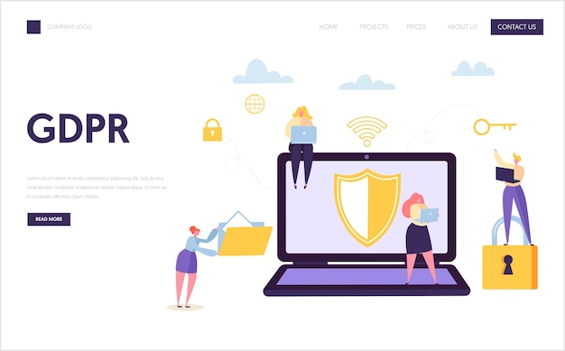 Page de destination Web Data Internet Security