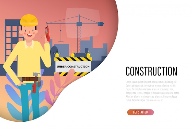 Page De Destination Web De L'industrie Du Génie Construction.