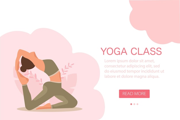 Page Du Site De Formation De Yoga Graphiques Vectoriels En Style Cartoon