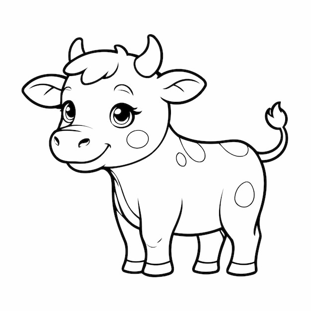 Vecteur page de griffon de vache adorable pour les enfants