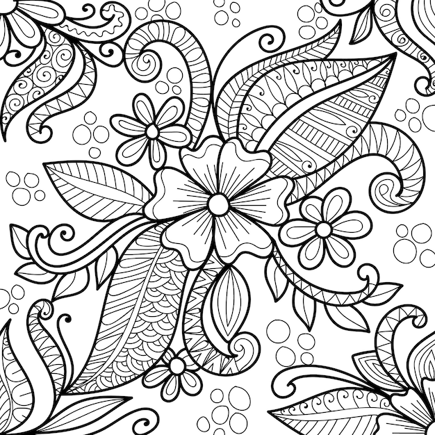 Page De Livre De Coloriage Floral Décoratif Dans Un Style Détaillé Au Henné