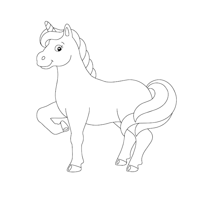 Vecteur page de livre de coloriage de licorne magique pour les enfants