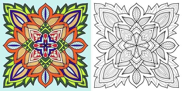 Vecteur page de livre de coloriage de mandala décoratif