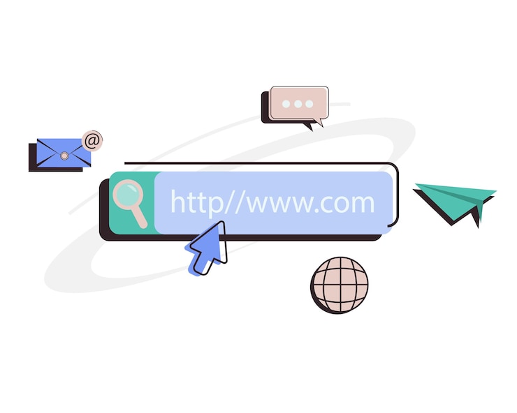 Vecteur page de recherche web moteur de recherche répondant aux questions des utilisateurs élément de conception de la barre de recherche