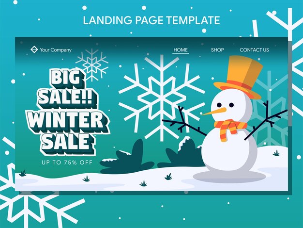 page de vente d'hiver et modèle de conception de bannière