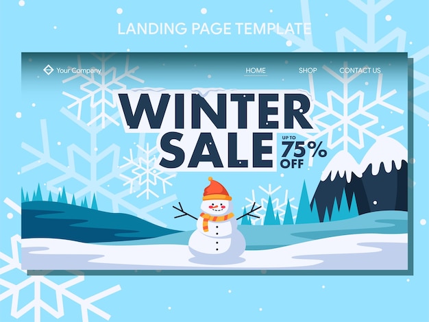 page de vente d'hiver et modèle de conception de bannière