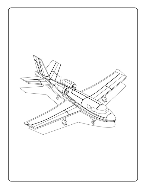 Pages de coloriage d'avion pour les enfants avec une feuille de travail d'activité en noir et blanc d'avions mignons