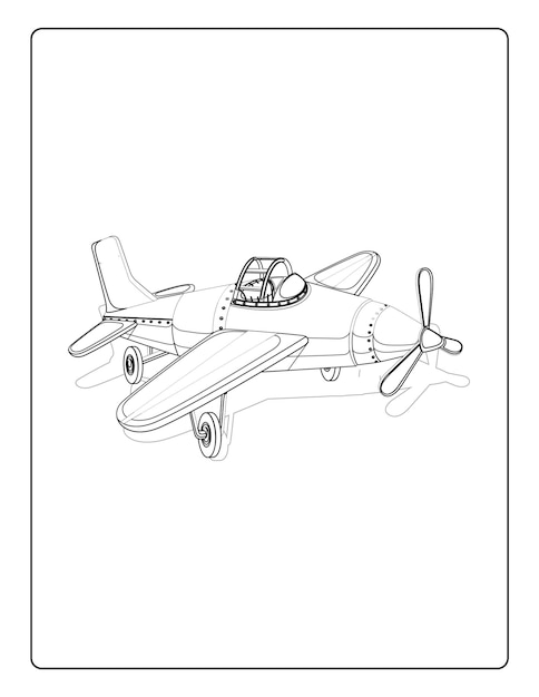 Pages de coloriage d'avion pour les enfants avec une feuille de travail d'activité en noir et blanc d'avions mignons