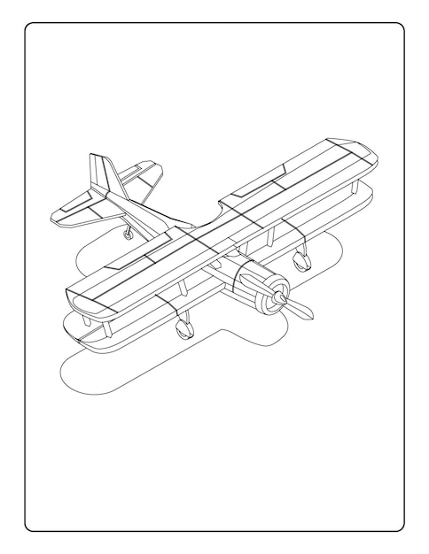 Pages de coloriage d'avion pour les enfants avec une feuille de travail d'activité en noir et blanc d'avions mignons