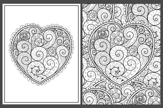 Pages De Coloriage Coeur Doodle Dessinés à La Main Au Format Us Letter Saint Valentin Noir Et Blanc