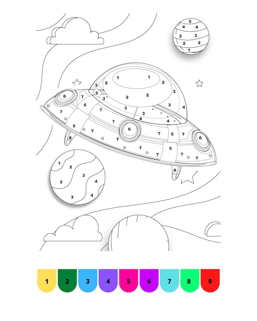 Pages De Coloriage De L'espace Pour Les Enfants à Colorier Par Numéro