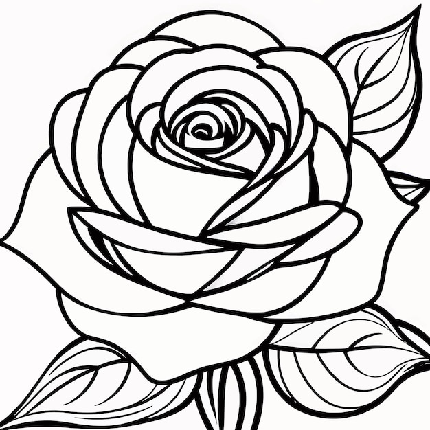 Vecteur pages de coloriage de fleurs de rose pour enfants et adultes