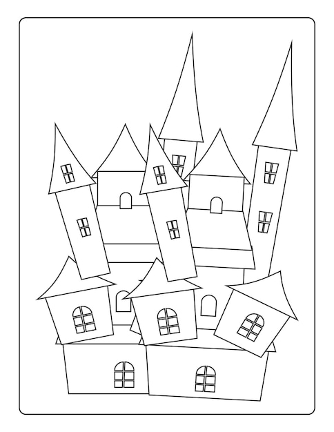 Pages de coloriage d'Halloween pour les enfants avec illustration de croquis de citrouille de couleur noire dessinée à la main