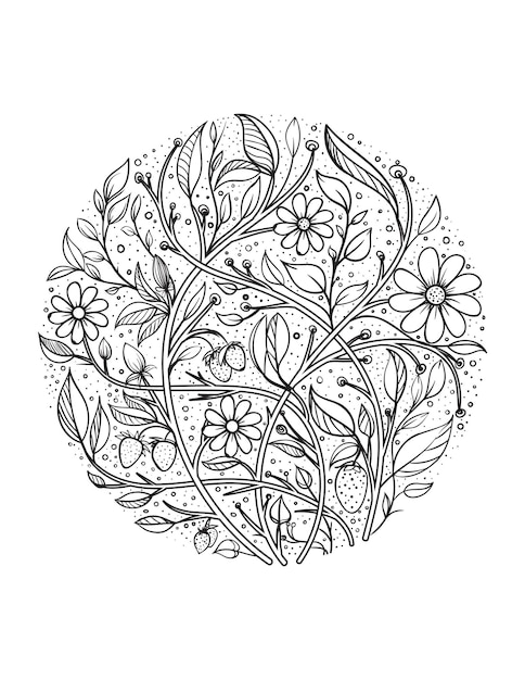 Pages De Coloriage De Mandala Dessinées à La Main De Fleurs Et De Feuilles Pour Adultes Et Enfants Livre De Coloriage