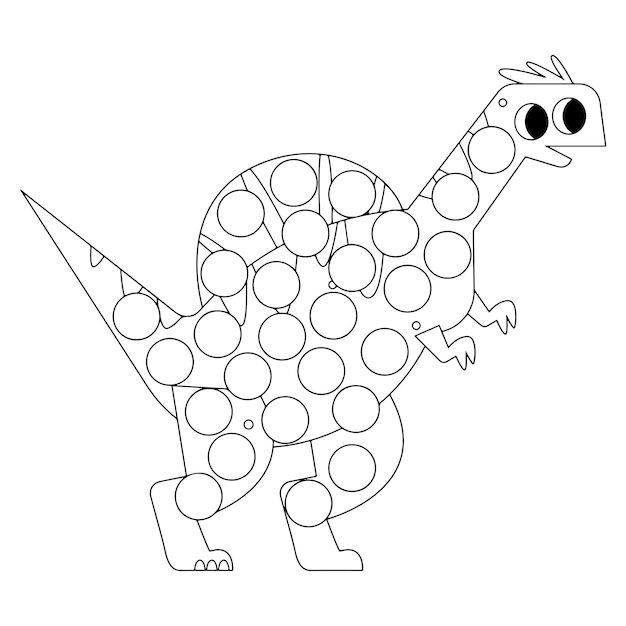 Pages De Coloriage De Marqueur De Point De Dinosaure Pour Les Enfants Vecteur Premium