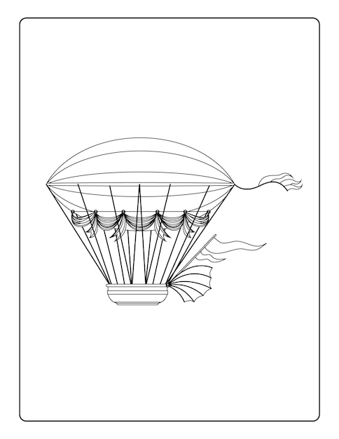 Pages de coloriage de montgolfière pour les enfants avec une feuille de travail d'activité en noir et blanc de montgolfières mignonnes